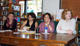 Photo of Marcia Talley, Sujata Massey, Naomi Hirahara and Anne Perry