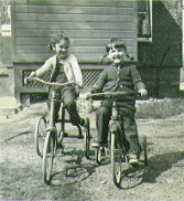 Marcia and sister Susan, first bikes, 1952