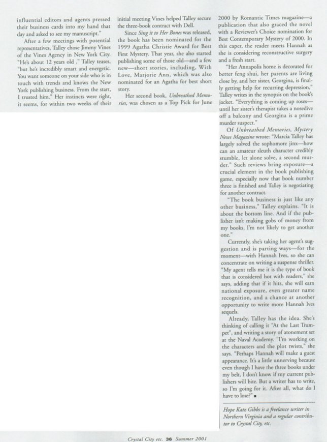 page three of the Murder, She Wrote article from Crystal City, Etc., magazine